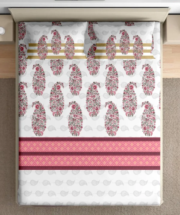 Heritage 100% pure cotton bedsheet in bedroom setting