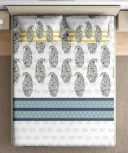 Heritage 100% pure cotton bedsheet in bedroom setting