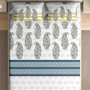Heritage 100% pure cotton bedsheet in bedroom setting