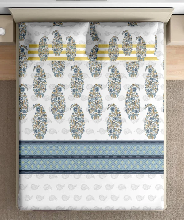 Heritage 100% pure cotton bedsheet in bedroom setting