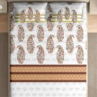 Heritage 100% pure cotton bedsheet in bedroom setting
