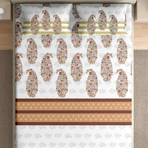 Heritage 100% pure cotton bedsheet in bedroom setting